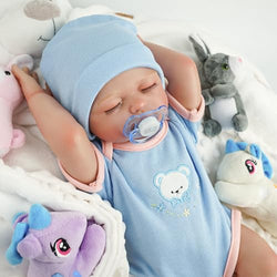 BELLOCHIDDO Reborn Baby Doll - 18 Inch Newborn Realistic Dolls Lifelike Full Vinyl Soft Body, with Clothes, Veins and Painted Hair, Toys & Gift Box for Kids Ages 2+
