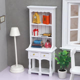 AirAds Dollhouse Furnitures 1:12 Scale Dollhouse Miniature Wood Hutch Display Cupboard Cabinet White Furniture (Set 2) (Set 2)