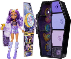 Monster High Skulltimate Secrets Fearidescent Series Doll & Accessories Set, Clawdeen Wolf with Dress-Up Locker & 19+ Surprises