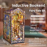 Roroom DIY Book Nook Kit, DIY Dollhouse Booknook Bookshelf Insert Decor Alley, with Sensor Light Book Nook Bookshelf Insert Wood Bookend Model Building(Fairy Tale Elf-JTSL13)