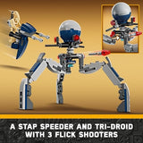 LEGO Star Wars Clone Trooper & Battle Droid Battle Pack Set for Kids, Buildable Toy Speeder Bike Vehicle, Tri-Droid and Defensive Post, Collectible, Gift for Boys and Girls Aged 7 and Up, 75372