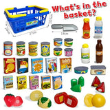 Small World Toys Kids Grocery Basket Play Food Set, Pretend Food Kids Shopping Basket Toddler Playset, 32 Pcs Grocery Food Play Kitchen Accessories, Educational Toddler Toys for Girls & Boys