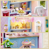 Flever Dollhouse Miniature DIY House Kit Creative Room with Furniture for Romantic Valentine's Gift (Yummy Candy)