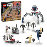 LEGO Star Wars Clone Trooper & Battle Droid Battle Pack Set for Kids, Buildable Toy Speeder Bike Vehicle, Tri-Droid and Defensive Post, Collectible, Gift for Boys and Girls Aged 7 and Up, 75372