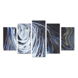Metalic Blue Wave Canvas Wall Art Prints (No Frame) 5-Pieces/Set A