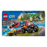 LEGO 60412 City Feuerwehrgeländewagen mit Rettungsboot, 3 Minifiguren