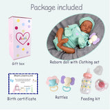 Aori Lifelike Reborn Baby Dolls Black,18 in Realistic Newborn Baby Dolls African American Real Life Babies Dolls Cloth Body with Feeding Kit & Gift Box for Kids Age 3+