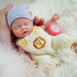 MYREBABY 7 Inch Reborn Baby Doll ，Silicone Doll Girl Linda Mini Realistic Newborn Baby Dolls Silicone Full Body Stress Relief