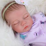 KSBD Reborn Baby Dolls Real Delilah, 18 inch Sleeping Newborn Baby Girl Doll with Realistic Veins, Lifelike Vinyl Reborn Doll with Weighted Cloth Body, Advanced Painted Gift Set for Kids Age 3+