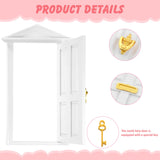 Tooth Fairy Door Kit Mini Wooden Tooth Fairy Door with Accessories Fairy Tale Education Learning Toy for Girls Dollhouse Mini Garden Decoration DIY Craft Activities (White, Red, God, Brown)