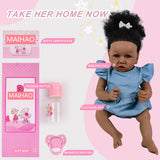 MAIHAO Lifelike Black Reborn Baby Dolls Girl Soft Body That Look Real Life Newborn Baby Dolls Realistic 22 Inch African American Reborn Doll Gift for Kids Age 3+