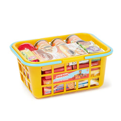 Casdon 62801 Colourful Toy Shopping Basket for Children Aged 2+ | Comes with Miniature Versions of Popular Branded Foods