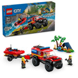 LEGO 60412 City Feuerwehrgeländewagen mit Rettungsboot, 3 Minifiguren