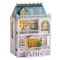 DIY Miniature House Kit, CUTEROOM Wooden Dollhouse Kit Mini House Making Kit with Furnitures, DIY Dollhouse Kit Birthday Gift for Women and Girls (Romantic Castle)