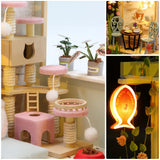 CUTEBEE Dollhouse Miniature with Furniture, DIY Wooden Dollhouse Kit Plus Dust Proof, Creative Room Idea(Cat Coffee Garden)