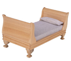 Neakomuki Dollhouse Furniture Accessories Mini Wooden Bedroom Furniture Wood Miniature Bed Pillow for Dollhouse Decoration (Blank-Wood)