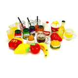 HUADELAIMA 200 Piece Dollhouse Miniature Food Pretend Fast Food Toy Set Burger Fries Milk Cake Egg Bread Pizza Coffee etc Doll Food Kitchen Accessories Toys Kids Party Accessories Restaurant