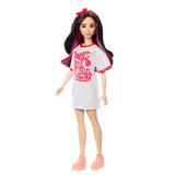 Barbie Fashionistas Doll #214, Black Wavy Hair with Twist ‘n’ Turn Dress & Accessories, 65th Anniversary Collectible Fashion Doll