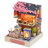 TuKIIE DIY Miniature Dollhouse Kit with Furniture, 1:24 Scale Creative Room Mini Wooden Doll House Plus Dust Proof for Kids Teens Adults(Sakura Noodles Shop)