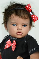 SCOM Lifelike Reborn Baby Dolls Black Girl -Anna, 20 Inches Realistic Baby Dolls with African American Vinyl Weighted Body-Newborn Baby Doll Gift Set (Anna-BlackB)