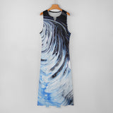 Metalic Blue Wave Long dress