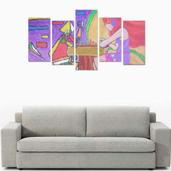 Duel Abstraction Vs Reality Canvas Wall Art Prints (No Frame) 5-Pieces/Set E