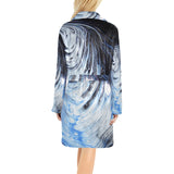 Metalic Blue Wave Women's All Over Print Night Robe