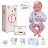 JIZHI Lifelike Reborn Baby Dolls, 17 Inch Realistic Newborn Real Life Baby Girl Dolls Soft Vinyl and Cloth Body with Feeding Kit Gift Box for Kids Age 3+