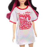 Barbie Fashionistas Doll #214, Black Wavy Hair with Twist ‘n’ Turn Dress & Accessories, 65th Anniversary Collectible Fashion Doll