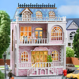 DIY Miniature House Kit, CUTEROOM Wooden Dollhouse Kit Mini House Making Kit with Furnitures, DIY Dollhouse Kit Birthday Gift for Women and Girls (Romantic Castle)