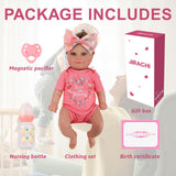 Jirachi Reborn Baby Dolls, Lifelike Baby Girl, Realistic Smiling Newborn Baby Doll Silicone Full Body with Accessories Gift Set for Kids Age 3+