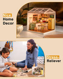 Rowood Miniature House Kit,DIY Dollhouse Kit to Build for Adults,Tiny Room with Mini Furniture,Adult Craft Kits Teen Girl Gifts on Birthday Christmas-Happy Meals Kitchen