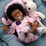ADFO Reborn Baby Dolls Black Girl, 17 inch Lifelike Realistic Black Girl Newborn Real Life Baby Girl Dolls Soft Vinyl and Cloth Body with Clothes and Toy Gift for Kids Age 3+