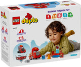 LEGO DUPLO Disney and Pixar’s Cars Mack at The Race Construction Set, Toddler Toy for Boys and Girls, Car Toy for Kids to Learn Through Play, Buildable Red Hauler Truck from The Cars Movie, 10417