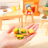 38 Pcs Miniature Food Toy Miniature Doll House Accessories Miniature Play Sets Small Doll Food Dollhouse Food, Hamburger Fries Soda Milk Juice Fast Food Set for Pretend Play Kitchen (Cute Style)