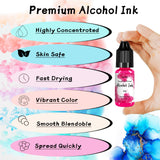 Alcohol Ink Set – 56 Bottles Vibrant Colors High Concentrated Alcohol-Based Ink, Concentrated Epoxy Resin Paint Colour Dye, Great for Painting, Resin Petri Dish, Coaster, Tumbler Cup Making(10ml Each)