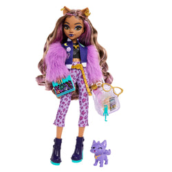 Monster High Clawdeen Wolf Doll with Pet Dog Crescent and Accessories Like Backpack, Planner, Snacks and More