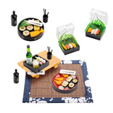 5 Set Miniature Sushi Figurines Mini Japanese Food Props for Mini House Japanese Living Room Scene Decoration