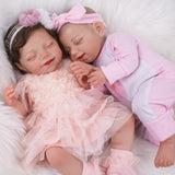 BABESIDE 2PCS Reborn Baby Dolls Real Life Baby Dolls Olivia Soft Body Realistic-Newborn Sleeping Baby Girl with Toy Accessories Gift Set for Kids Age 3+