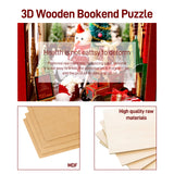 INSGEN Book Nook Bookshelf Inserts Miniature Scenes Dollhouse Kit, 3D Wooden Bookend Puzzle DIY Craft Christmas Booknook Decor Diorama Kits Gifts for Adults Teens, with Music & Inductive Lighting