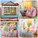 DIY Miniature House Kit, CUTEROOM Wooden Dollhouse Kit Mini House Making Kit with Furnitures, DIY Dollhouse Kit Birthday Gift for Women and Girls (Candy Cake)