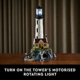 LEGO Ideas Motorized Lighthouse 21335 Adult Model Building Kit, Complete with Rotating Lights, Quaint Cottage and a Mysterious Cave, Creative Gift Idea