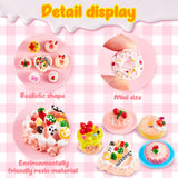48 Pieces Miniature Food Drinks Bottle Toys Mixed Pretend Food for Dollhouse Kitchen Accessories Mini Cooking Food Toys for Kids Fake Cake Ice Cream Bread