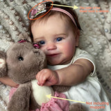 fulvdi Reborn Baby Dolls - 20 Inch Lifelike Vinyl Full Body Smiling Girl, Realistic Baby Dolls with Feeding Toys for Kids Age 3+