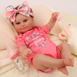 Jirachi Reborn Baby Dolls, Lifelike Baby Girl, Realistic Smiling Newborn Baby Doll Silicone Full Body with Accessories Gift Set for Kids Age 3+