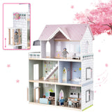 Giant Bean Wooden Dollhouse 2.6 feet High with Elevator, Doorbell, Light,52 Pieces Furnitures and 8 Dolls