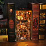 Frescoinder DIY Book Nook Kits, 3D Magic House Wooden Buckle Puzzle Miniature Dollhouse Art Craft Bookshelf Insert Decor with LED Light Music Box for Room, Bookshelf, Decor