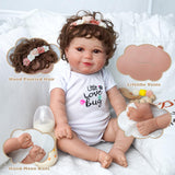 JIZHI Lifelike Reborn Baby Dolls - 20-Inch Soft Body Baby Dolls Poseable Limbs Baby Dolls Hand-Rooted Hair Real Life Baby Dolls Smiling Girl with Feeding Accessories for Collection & Kids Age 3 +