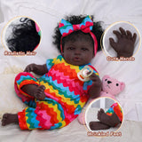 BABESIDE Reborn Baby Dolls Black - 20-Inch Soft Cloth Body Realistic-Newborn Baby Dolls Girl Curly Hair African American Baby Doll That Looks Real with Gift Box for Kids 3 Age+