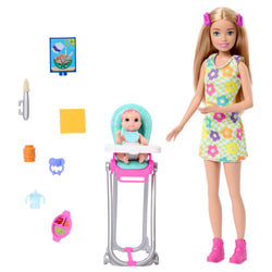 Barbie Skipper Doll & Playset with Accessories, Babysitting Set Themed to Mealtime, Color-Change Toy Play